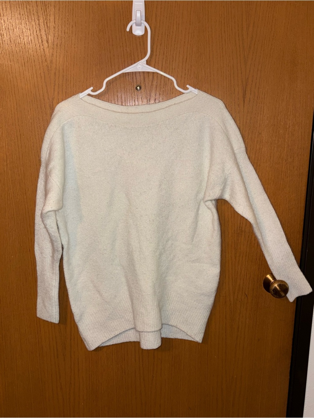 Anthropologie Cream Scoop-Neck Knit Sweater